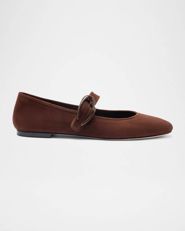 Verona Suede Mary Jane Ballerina Flats